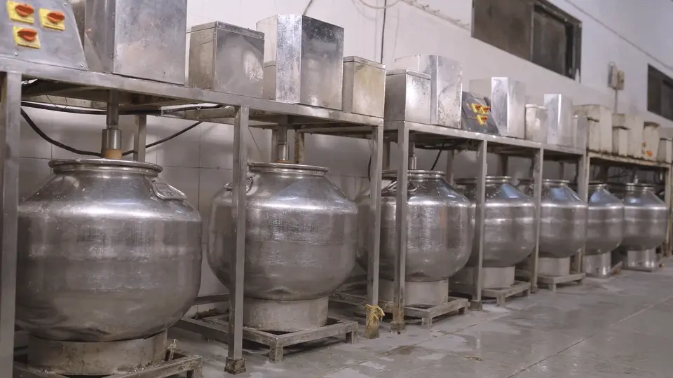 Bilona churns in the Eliqo kitchen